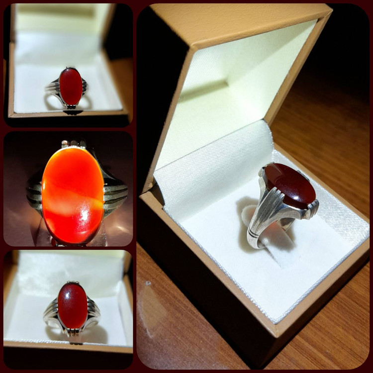 خرید عقیق سرخ بیضی رکاب نجفی و چنگی