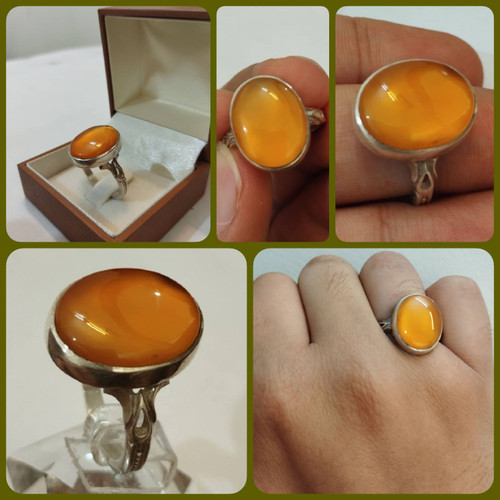 خرید انلاین انگشتر عقیق زرد یمانی یمنی