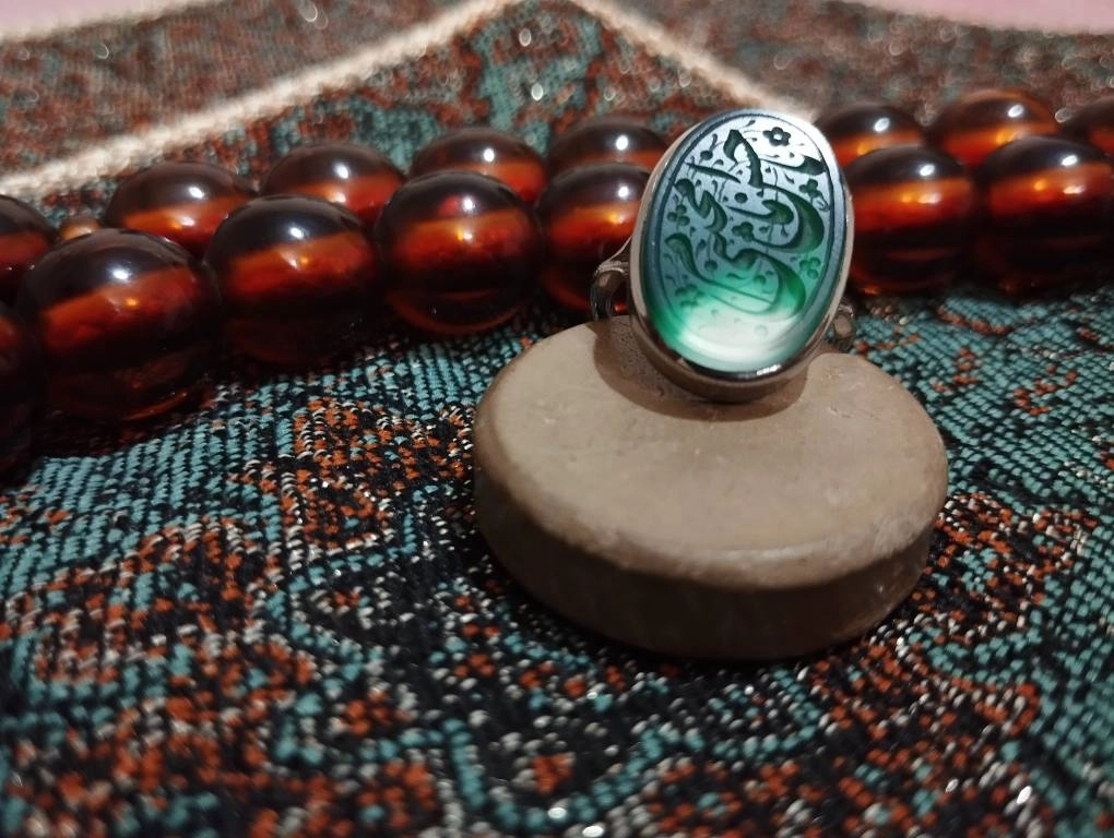 خرید عقیق سبز امام حسن حکاکی دستی