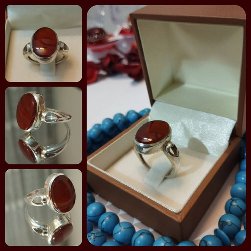 خرید انلاین و مطمئن انگشتر عقیق سرخ و قهوه ای یمنی