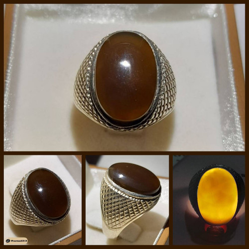 خرید انگشتر عقیق جزع جذع مشکی