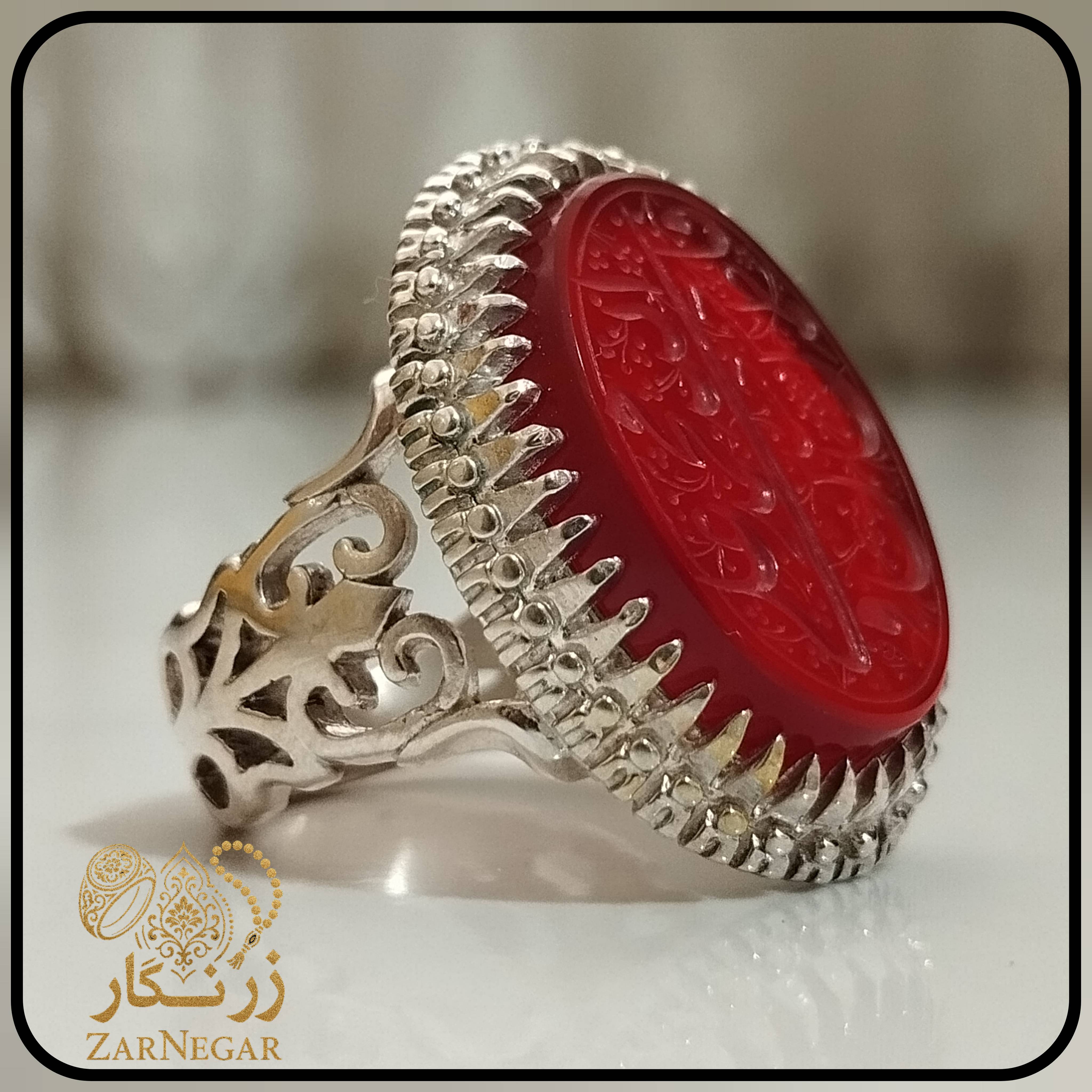 خرید انگشتر عقیق  سرخ پنج تن